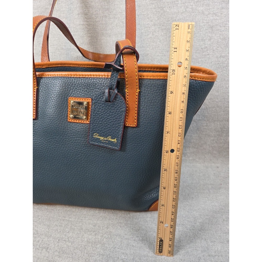 Dooney & Bourke Charleston Tote Bag Navy Blue Pebbled Leather Purse Handbag Logo - Picture 5 of 12